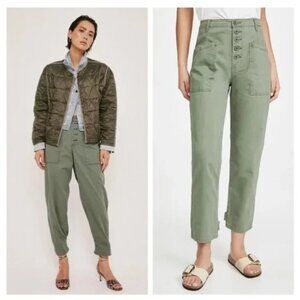 PISTOLA Pants Womens 26 Green Tammy High Rise Trouser Button Fly Utility